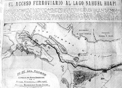 Nota y mapa de La Nación del 15/11/1923 con el proyecto del ferrocarril con estación terminal en Llao Llao.