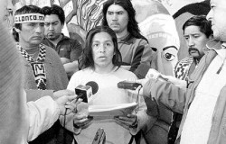 La reacción de la organización mapuche se conoció ayer en una rueda de prensa que encabezó la dirigente Verónica Huilipan.