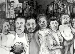 La exposición del artista uruguayo, radicado en Cuba, está compuesta por diez cuadros en óleo que recrean escenas de la vida cotidiana de La Habana Vieja.