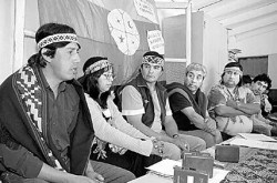 Los integrantes de la comunidad mapuche dieron ayer una conferencia de prensa.
