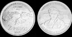 Monedas, como forma de homenaje a los soldados de Malvinas.