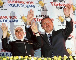 Los sectores cercanos al primer ministro Recep Erdogan salieron a celebrar el triunfo en las elecciones legislativas.