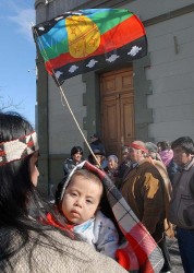 Una treintena de mapuches estuvo ayer al mediodía frente a Casa de Gobierno.