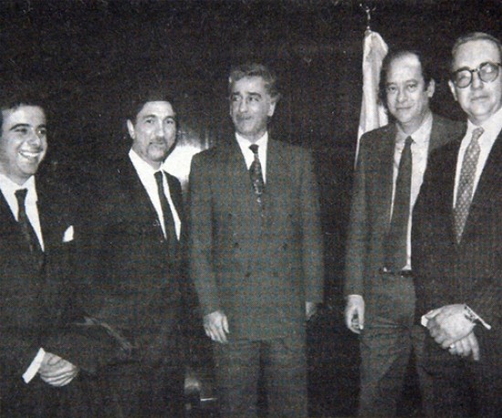 Bastos (entonces secretario de Energía), Bonvín e Iommi (presidente y vicepresidente de CALF) con empresarios estadounidenses.