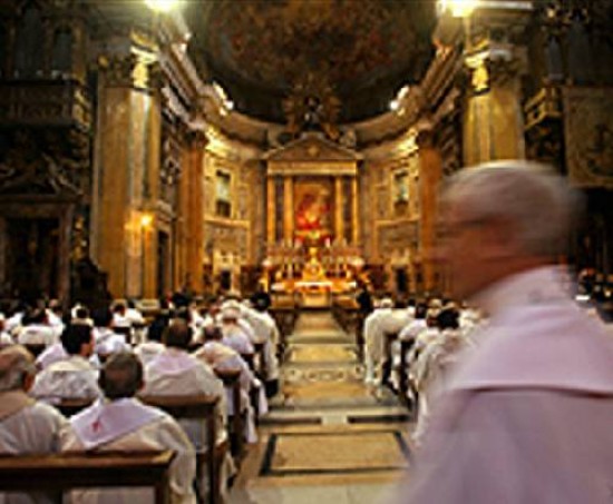 El cnclave de los jesuitas, ayer en Roma.