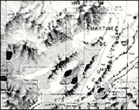 Plano de la época de Cholila, titular de propietario (Martínez de Hoz), lago Cholila y Mosquito, donde le dispararon al maestro.