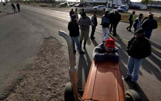 AP: productores de Gualeguaychú Entre Ríos, esperan al costado de la Ruta 14.