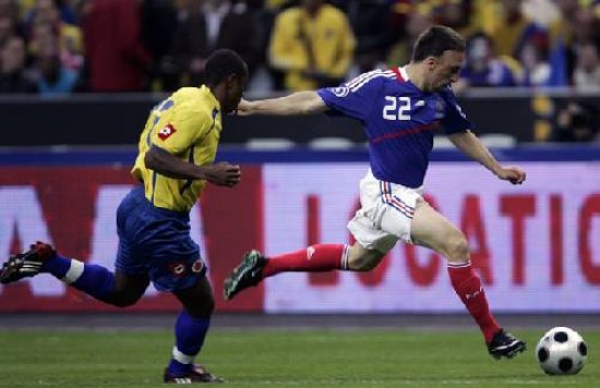 Frank Ribery marc el gol del triunfo francs sobre Colombia.