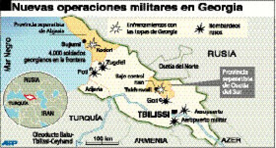 Las tropas rusas no se limitaron a recuperar posiciones y avanzaron sobre territorio georgiano, aseguran fuentes militares. 