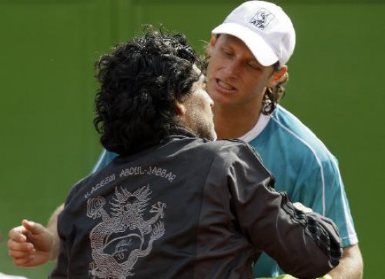 Diego anduvo por el Parque Roca y no pasó inadvertido. Estuvo con Nalbandian y el resto del equipo de la Copa Davis.