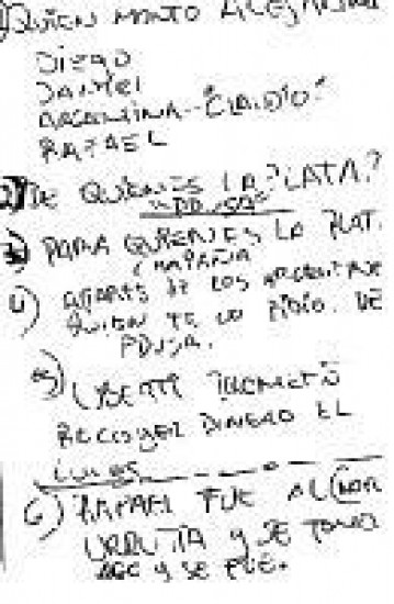(Izquierda) La carta que Wilson envió a Chávez. (Abajo) En la libreta que supuestamente pertenece a Franklin Durán y que fue presentada como prueba en el juicio está escrito que el dinero era de PDVSA y que Uberti lo iba a recoger el lunes.