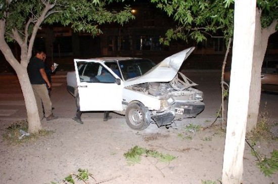 El auto dio de lleno contra el rbol y de inmediato se prendi fuego. 