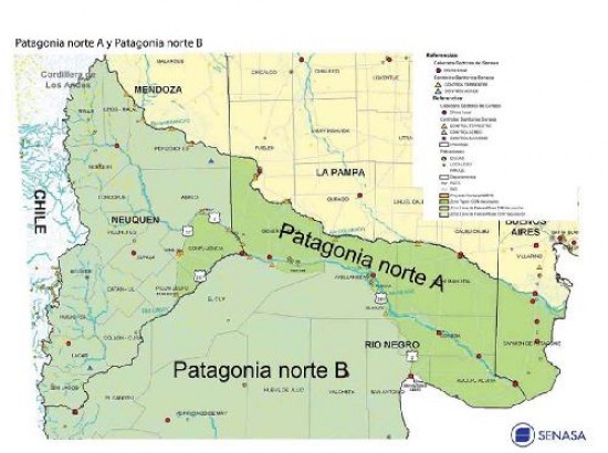 La Patagonia Norte B incluye a la mayor parte de los territorios de Ro Negro y Neuqun. 