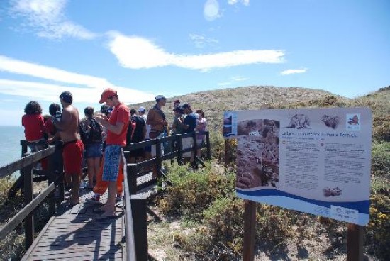 Parte de la nueva cartelera interpretativa ya se muestra sobre las dunas y cerca de las pasarelas donde los visitantes observan a los lobos de mar. Los lobos son los habitantes ms carismticos del lugar. 