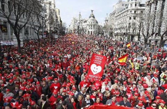 Los manifestantes fueron respaldados en Madrid por el Partido Popular, ongs 