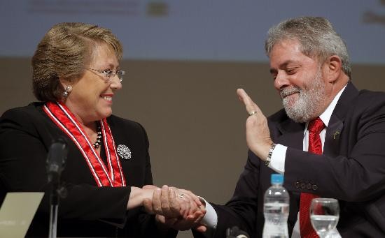 Bachelet y Lula da Silva se reunieron ayer en So Paulo. 