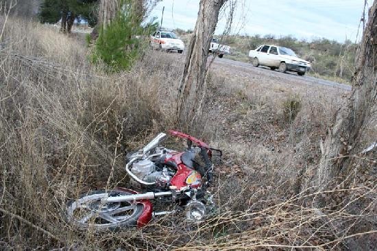 La moto qued oculta en la maleza pero su conductor, tambaleante, fue visto por un automovilista que avis. 