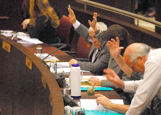 Durante el largo debate en el que la oposicin denost el proyecto del oficialismo. 