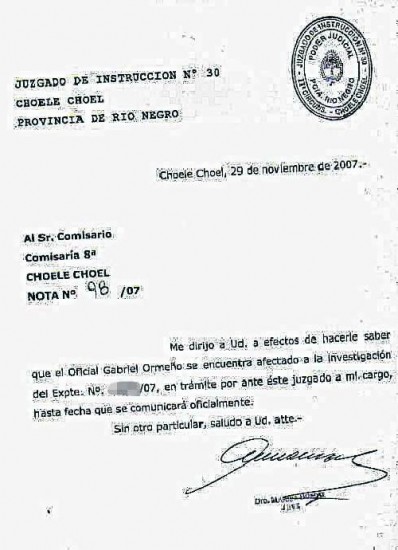 La Polica fue notificada cuatro veces a travs de la lnea jerrquica de la fuerza y de Seguridad. 