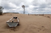 La persistente sequa que impera en el noreste patagnico desde 2005 ha transformado los campos de pastoreo en playas de arena. 