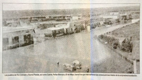 Por la cantidad de gente que allí vivía, Buena Parada y Río Colorado fueron las poblaciones que sufrieron más daños. El tren que llevaba auxilios descarriló porque las aguas habían aflojado el terraplén. 